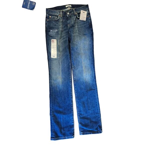 NEW Uncharted Territory Jeans Sz 4 Straight Dark Blue Flare Pants - Picture 1 of 6
